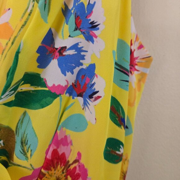 Kate Spade New York Cathleen Print Yellow Silk Wrap Dress Full Bloom Size 4 - Picture 6 of 10